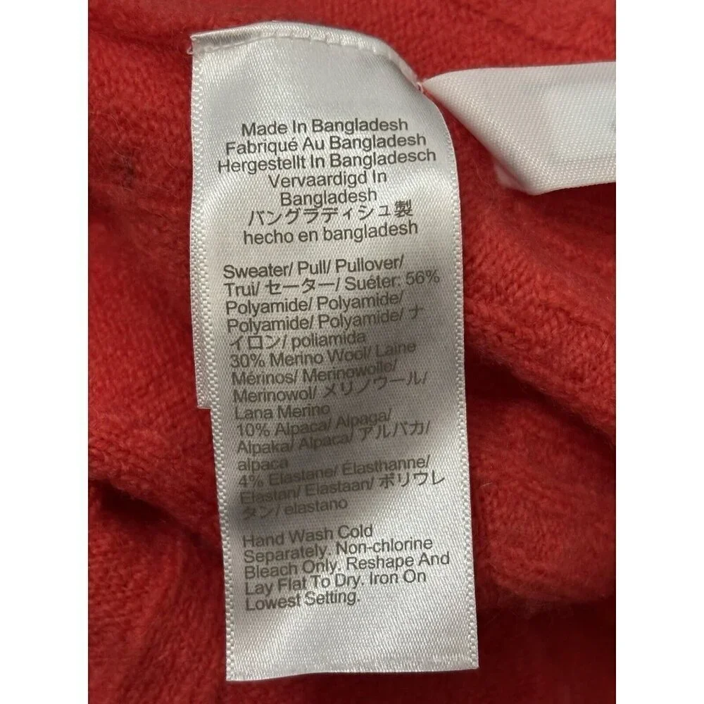 J Crew High Neck Orange Soft Pullover Sweater Wool Blend Size Medium